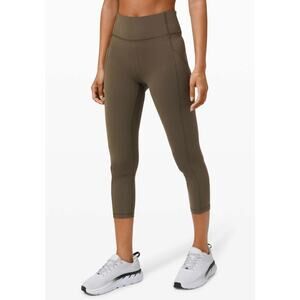 Lululemon Invigorate High-Rise Crop 23" Dark Olive Size 4 Athletic Leggings Gym